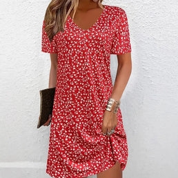 Robe d'été mi-longue à imprimé floral - Livraison offerte