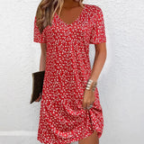 Robe d'été mi-longue à imprimé floral - Livraison offerte
