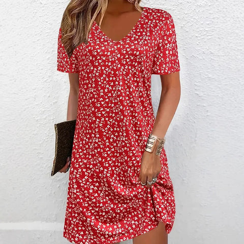 Robe d'été mi-longue à imprimé floral - Livraison offerte