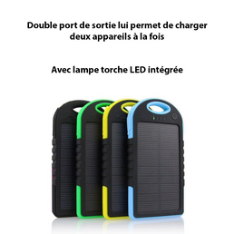 Chargeur solaire portable robuste avec double sortie USB pour smartphone, iPod, iPad et autres tablettes - Livraison offerte