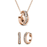 Parure Circle Hoop (1 collier + 1 pendentif + 2 boucles d’oreilles ornées de 37 cristaux autrichien de tres hautes qualités) - Livraison offerte