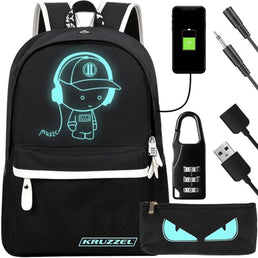 Sac à dos réfléchissant avec 1 port USB + 1 prise jack + 1 cadenas + 1 trousse – Livraison offerte