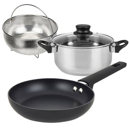 Set de cuissons 3 pièces (1 faitout + 1 passoire + 1 poêle) - Livraison offerte