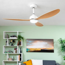 Ventilateur de plafond avec lumière LED et 3 pales en bois - Livraison offerte