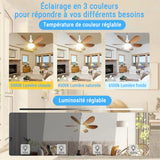 Ventilateur Plafond silencieux 40 W avec télécommande 3 vitesses - Livraison Offerte