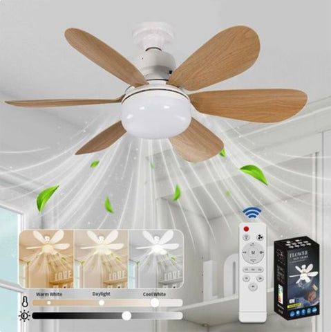 Ventilateur Plafond silencieux 40 W avec télécommande 3 vitesses - Livraison Offerte