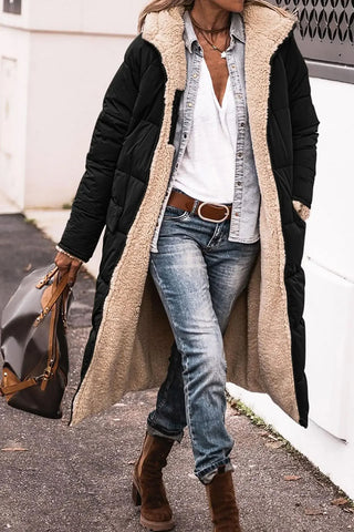 Veste longue matelassée chaude à capuche pour femme - Livraison offerte