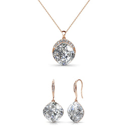 Parure Tiffy Hoop (1 collier + 1 pendentif + 2 boucles d’oreilles) ornées de 31 cristaux autrichiens de très hautes qualités - Livraison offerte