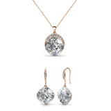 Parure Tiffy Hoop (1 collier + 1 pendentif + 2 boucles d’oreilles) ornées de 31 cristaux autrichiens de très hautes qualités - Livraison offerte