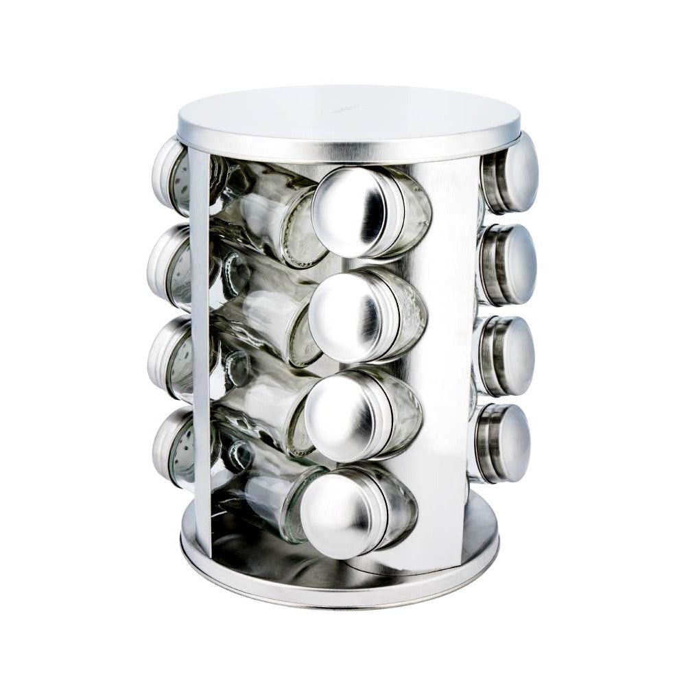 Sumeet Boîte à épices Ventrue En Acier Inoxydable - 7 Récipients Amovibles + Petite Cuillère - Diamètre 17,1 Cm - 1,1 L