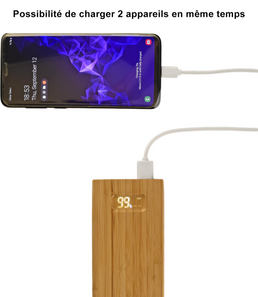 Chargeur rapide en bambou de smartphone avec écran LED intégré - Livraison offerte