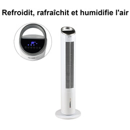 Ventilateur colonne blanc silencieux 60W avec télécommande et affichage digital - Livraison offerte