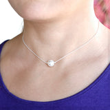 Parure en Argent ornée d'authentiques Perles de Cristal Nacré Swarovski (1 collier + 2 boucles d'oreilles) - Livraison offerte