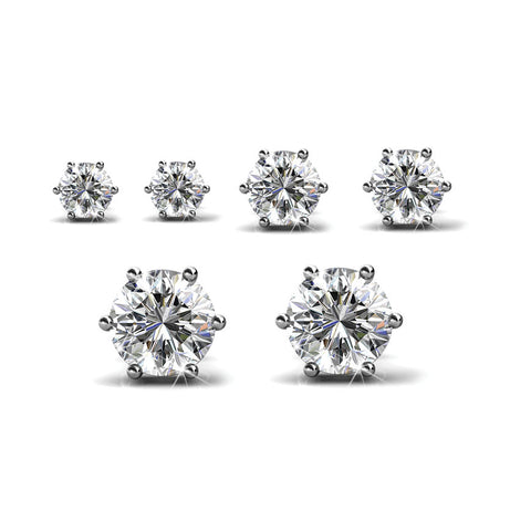 Coffret Trinity de 3 paires de Boucles d'oreilles ornées de cristaux autrichien haute qualité - Livraison Offerte