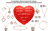 Coffret box je t'aime avec 14 bijoux ornés de cristaux autrichien haute qualité - Livraison offerte