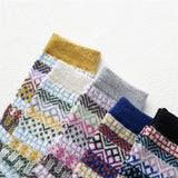 5 paires de chaussettes colorées chaudes et épaisses en laine pour femme - Livraison Offerte
