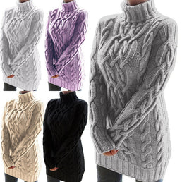 Robe-pull épaisse à col roulé pour femme - Livraison Offerte