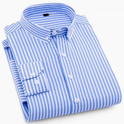 Chemise à carreaux et rayures pour homme à manches longues Oxford - Livraison offerte