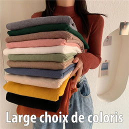 Pull à col roulé à manches longues pour femme - Livraison Offerte