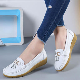 Mocassins en véritable cuir de vache pour femme - Livraison Offerte