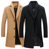 Manteau long pour homme - couleur unie simple boutonnage - Livraison Offerte