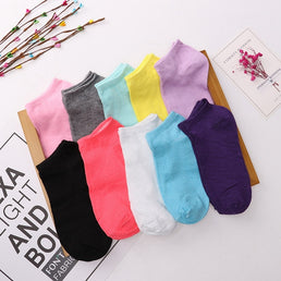 Lot de 5 paires de chaussettes basses en coton pour femme - Livraison Offerte