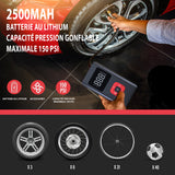 Mini gonfleur de pneus à air électrique portable avec lumière LED - Livraison Offerte