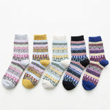 5 paires de chaussettes colorées chaudes et épaisses en laine pour femme - Livraison Offerte