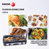 Plancha d'intérieur et d'extérieur double zone 2200 W de marque Fagor - Livraison Offerte