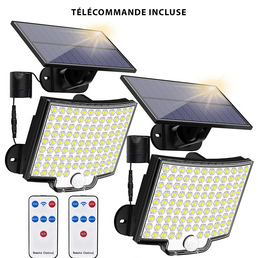 1 lampe solaire 106 LED avec détecteur de mouvement achetée = 1 lampe solaire 106 LED avec détecteur de mouvement offerte - Livraison offerte