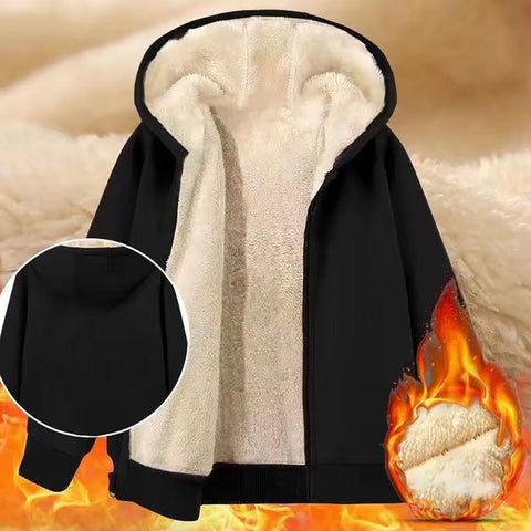 Veste fourrée chaude à capuche et fermeture éclair - Livraison Offerte