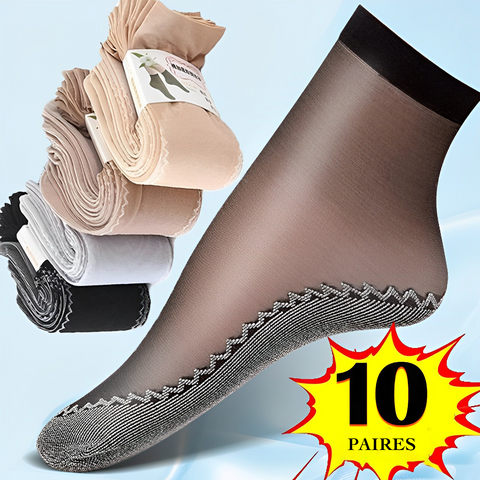 Lot de 10 paires de chaussettes souples en velours et soie pour femme - Livraison offerte