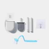 Brosse de toilette flexible en silicone à séchage rapide avec accessoires pour pose murale - Livraison offerte