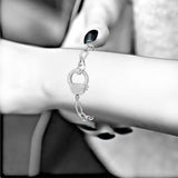Bracelet menotte argent en acier inoxydable Orné de cristaux Swarovski® - Livraison Offerte