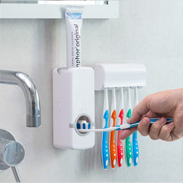 Distributeur de dentifrice avec porte brosse a dents - Livraison offerte
