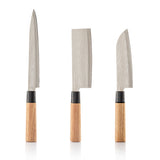Ensemble de 3 couteaux japonais en acier de damas avec etui de transport professionnel - Livraison Offerte