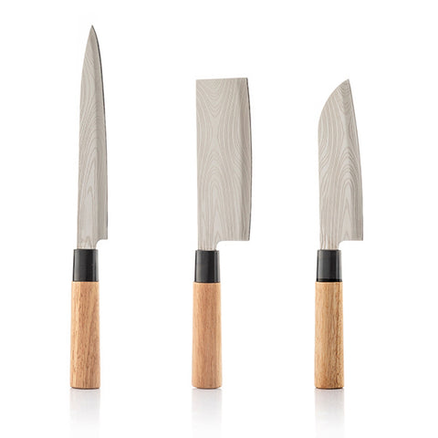 Ensemble de 3 couteaux japonais en acier de damas avec etui de transpo –  mondoshopping-boutique