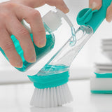 Brosse à récurer avec manche et distributeur de savon intégré - Livraison offerte