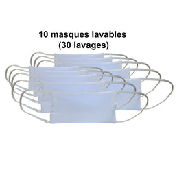 Lot de 10 masques en tissus catégorie 2 réutilisables (30 lavages) agréés par la Direction Générale de l'Armement - Livraison Offerte