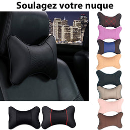 Oreiller de voiture appui-tête en simili cuir - Livraison Offerte