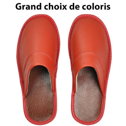 Pantoufles en cuir de vache pour homme et femme - Livraison Offerte