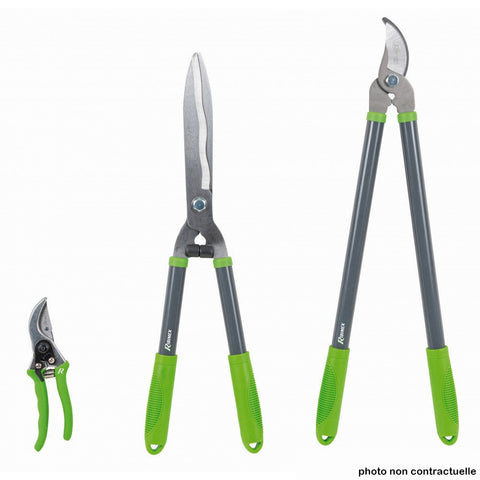 Lot de 3 outils de jardin coupants (Cisaille à haies + Coupe-branche + Sécateur) - Livraison Offerte