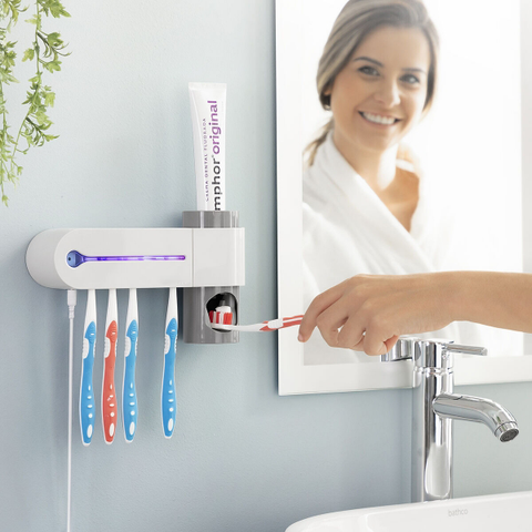 Stérilisateur brosse à dents avec support et distributeur de dentifrice - Livraison offerte