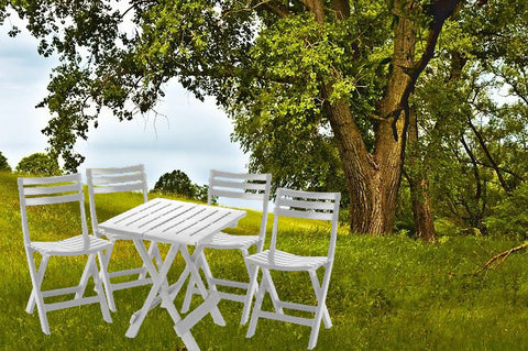 Table et Chaises de jardin pliables blanche - Livraison offerte